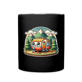 Camping Camper Wohnwagen Kinder - Tasse einfarbig - Schwarz - Vorne