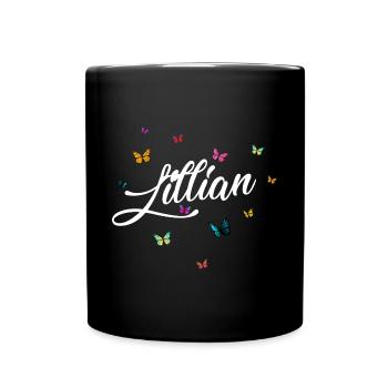LILLIAN - Nom de fille avec des papillons colorés - Mug uni - noir - Devant
