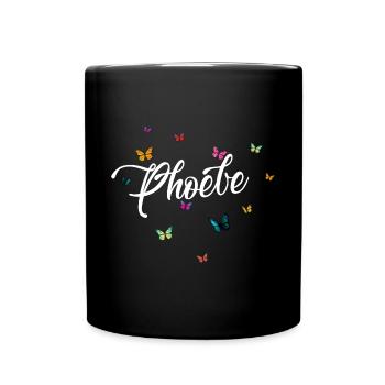 PHOEBE - Girl's Name with Colorful Butterflies - Full Colour Mug - black - Front
