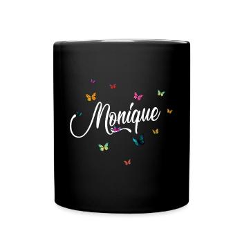 MONIQUE - Prénom de fille avec des papillons colorés - Mug uni - noir - Devant