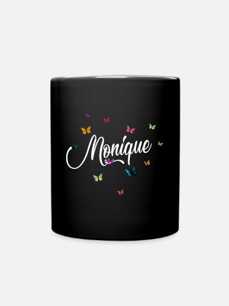 MONIQUE - Prénom de fille avec des papillons colorés - Mug uni - noir