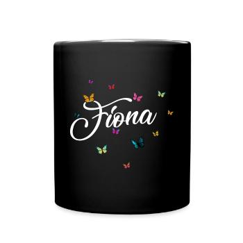 FIONA - Nom de fille avec des papillons colorés - Mug uni - noir - Devant