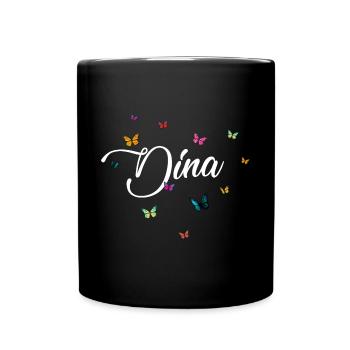 DINA - Nom de fille avec des papillons colorés - Mug uni - noir - Devant