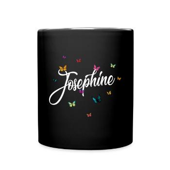 JOSEPHINE - Girl's Name & Colorful Butterflies - Full Colour Mug - black - Front