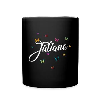 JULIANE - Mädchen Name mit bunten Schmetterlingen - Tasse einfarbig - Schwarz - Vorne