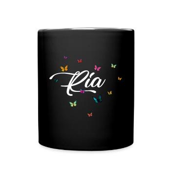 RIA - Nom de fille avec des papillons colorés - Mug uni - noir - Devant
