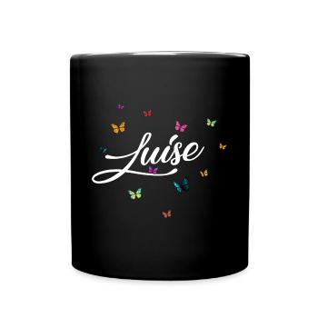 LUISE - Girl Name with Colorful Butterflies - Full Colour Mug - black - Front