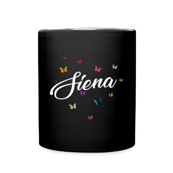 SIENA - Mädchen Name mit bunten Schmetterlingen - Tasse einfarbig - Schwarz - Vorne