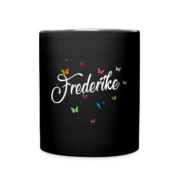FREDERIKE - Nom de la fille et papillons colorés - Mug uni - noir - Devant