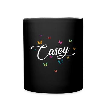 CASEY - Nom de fille avec des papillons colorés - Mug uni - noir - Devant