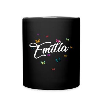 EMILIA - Nom de fille avec des papillons colorés - Mug uni - noir - Devant