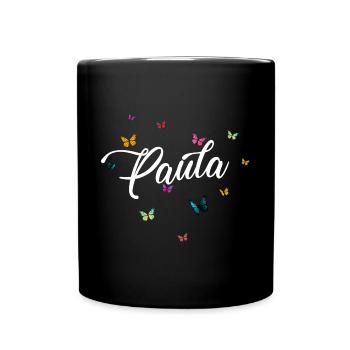 PAULA - Nom de fille avec des papillons colorés - Mug uni - noir - Devant