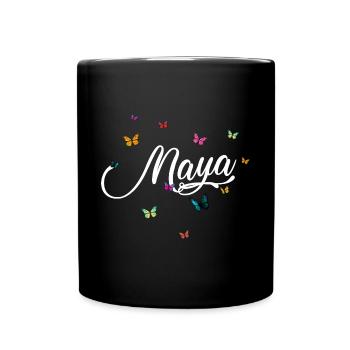 MAYA - Nom de fille avec des papillons colorés - Mug uni - noir - Devant