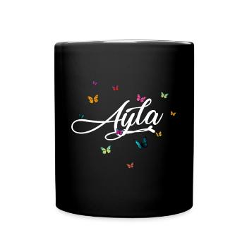 AYLA - Nom de fille avec des papillons colorés - Mug uni - noir - Devant