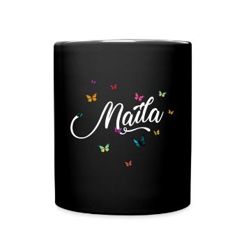 MAILA - Nom de fille avec des papillons colorés - Mug uni - noir - Devant