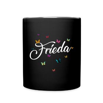 FRIEDA - Nom de fille avec des papillons colorés - Mug uni - noir - Devant