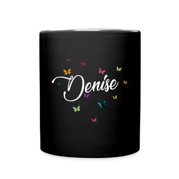 DENISE - Nom de fille avec des papillons colorés - Mug uni - noir - Devant