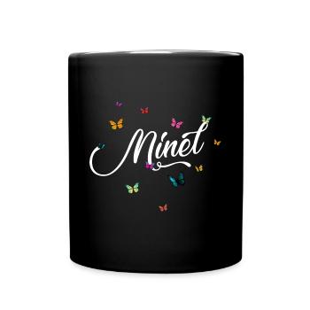 MINEL - Nom de fille avec des papillons colorés - Mug uni - noir - Devant