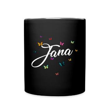 JANA - Nom de fille avec des papillons colorés - Mug uni - noir - Devant