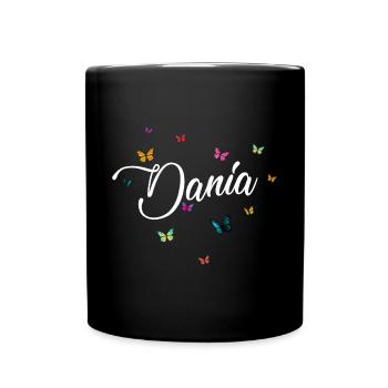 DANIA - Girl's Name with Colorful Butterflies - Full Colour Mug - black - Front