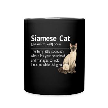 Siamkatze Katze Siamese - Tasse einfarbig - Schwarz - Vorne