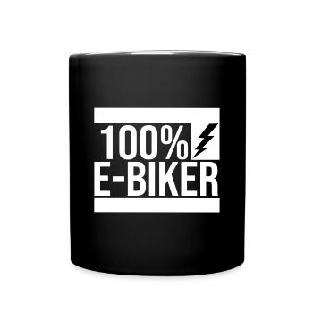E Bike - Tasse einfarbig - Schwarz - Vorne