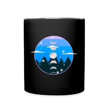Wald Natur Mondphase Mond mystisch - Tasse einfarbig - Schwarz - Vorne
