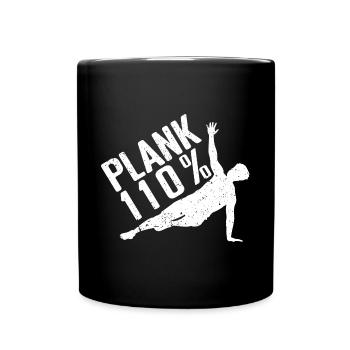 Gym Junkies Plank 110% Calisthenics Fitness - Full Colour Mug - black - Front