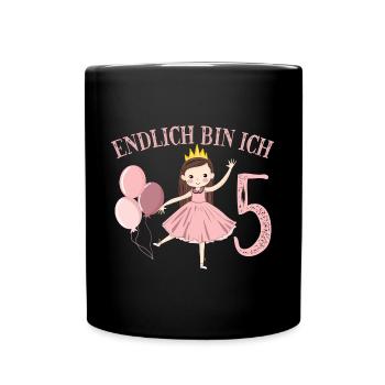 Chemise d’anniversaire princesse enfin 5 ans fille - Mug uni - noir - Devant