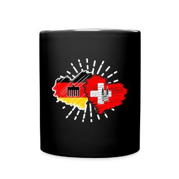 Deutschland Schweiz Herzen Länderspiel Fußball - Tasse einfarbig - Schwarz - Vorne