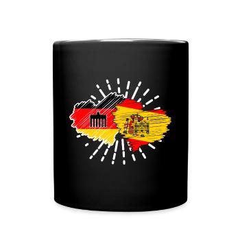 Deutschland Spanien Herzen Fußball Mallorca - Tasse einfarbig - Schwarz - Vorne