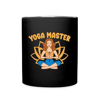 Yoga Master Funny Yoga - Tasse einfarbig - Schwarz - Vorne
