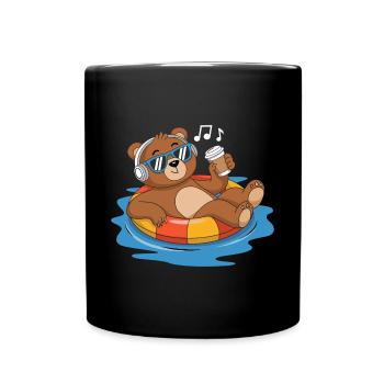 Ours froid dans la piscine - Mug uni - noir - Devant