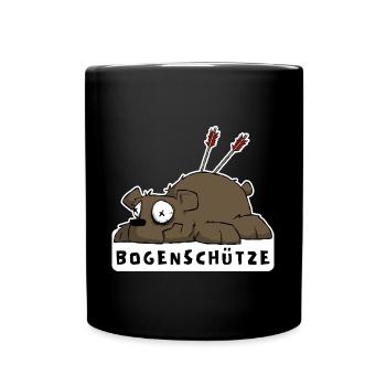 Lustiges Bogenschießen Motiv für Bogenschützen - Tasse einfarbig - Schwarz - Vorne