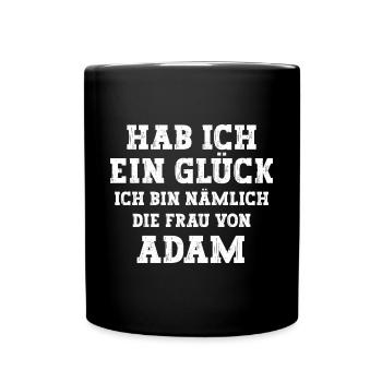 Ich bin die Frau von Adam Hochzeit - Tasse einfarbig - Schwarz - Vorne