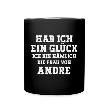 Ich bin die Frau von Andre Hochzeit - Tasse einfarbig - Schwarz - Vorne