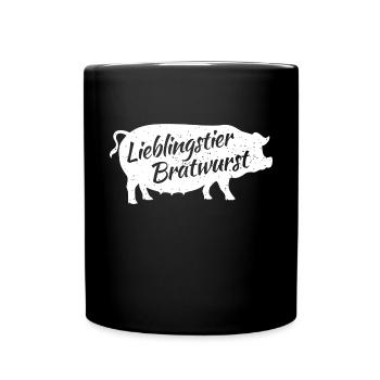 Bratwurst Liebhaber Grillen Fleischliebhaber Wurst - Tasse einfarbig - Schwarz - Vorne