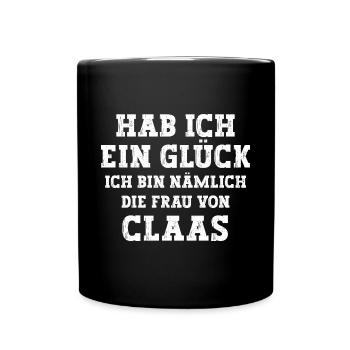 Ich bin die Frau von Claas Hochzeit - Tasse einfarbig - Schwarz - Vorne
