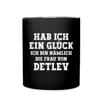 Ich bin die Frau von Detlev Hochzeit - Tasse einfarbig - Schwarz - Vorne