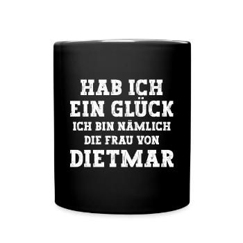 Ich bin die Frau von Dietmar Hochzeit - Tasse einfarbig - Schwarz - Vorne