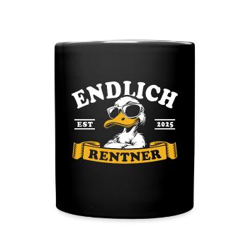 Endlich Rentner Est. 2025 Ente - Ruhestand - Ente - Tasse einfarbig - Schwarz - Vorne