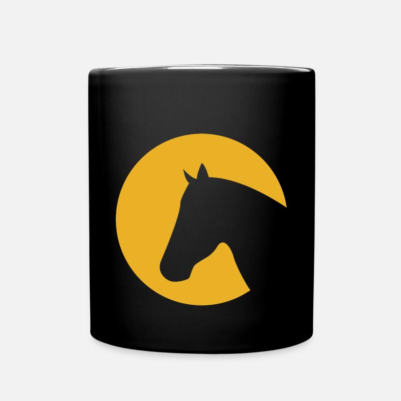 Pferd Mond Pony Reiter Kinder Pferdemotiv Geschenk - Tasse einfarbig - Schwarz