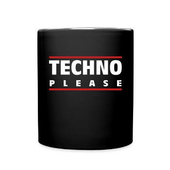 Techno Please - Musique électro - Batterie et basse - Mug uni - noir - Devant