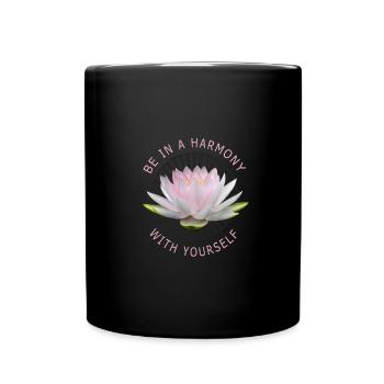 Yoga Lotus Blüten Meditation Yogilates Buddhismus - Tasse einfarbig - Schwarz - Vorne