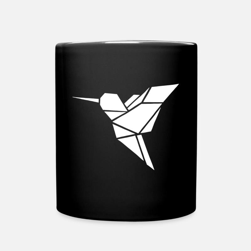 Oiseau Colibri Origami Géométrique Oiseaux Blanc - Mug uni - noir
