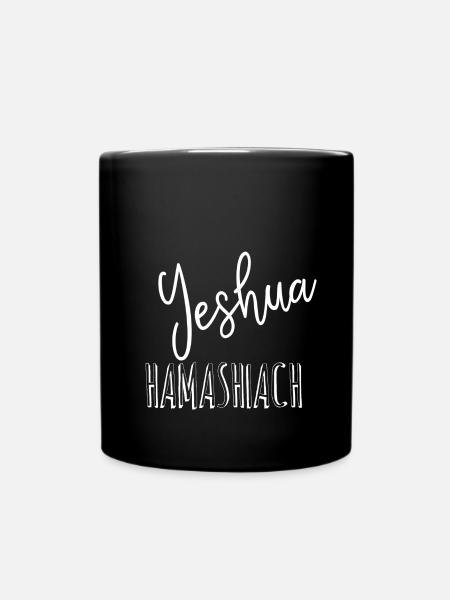 Yeshua Hamashiach - Jesus Christ lettering - Full Colour Mug - black