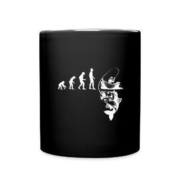 Evolution Angler Angeln Fischen Fish Fishing - Tasse einfarbig - Schwarz - Vorne