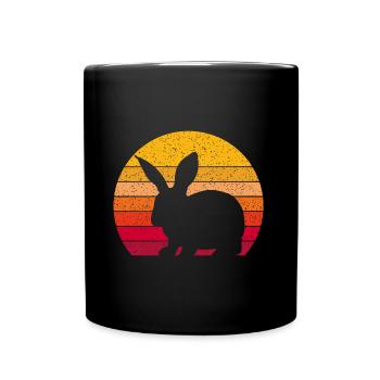Hase | Kaninchen | Vintage Retro Style - Tasse einfarbig - Schwarz - Vorne