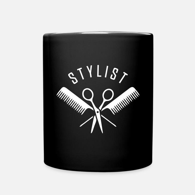 scissors comb stylist - Full Colour Mug - black