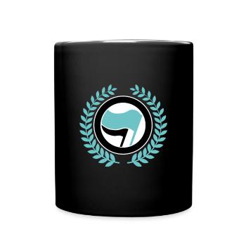 Antifa Logo türkis - Tasse einfarbig - Schwarz - Vorne